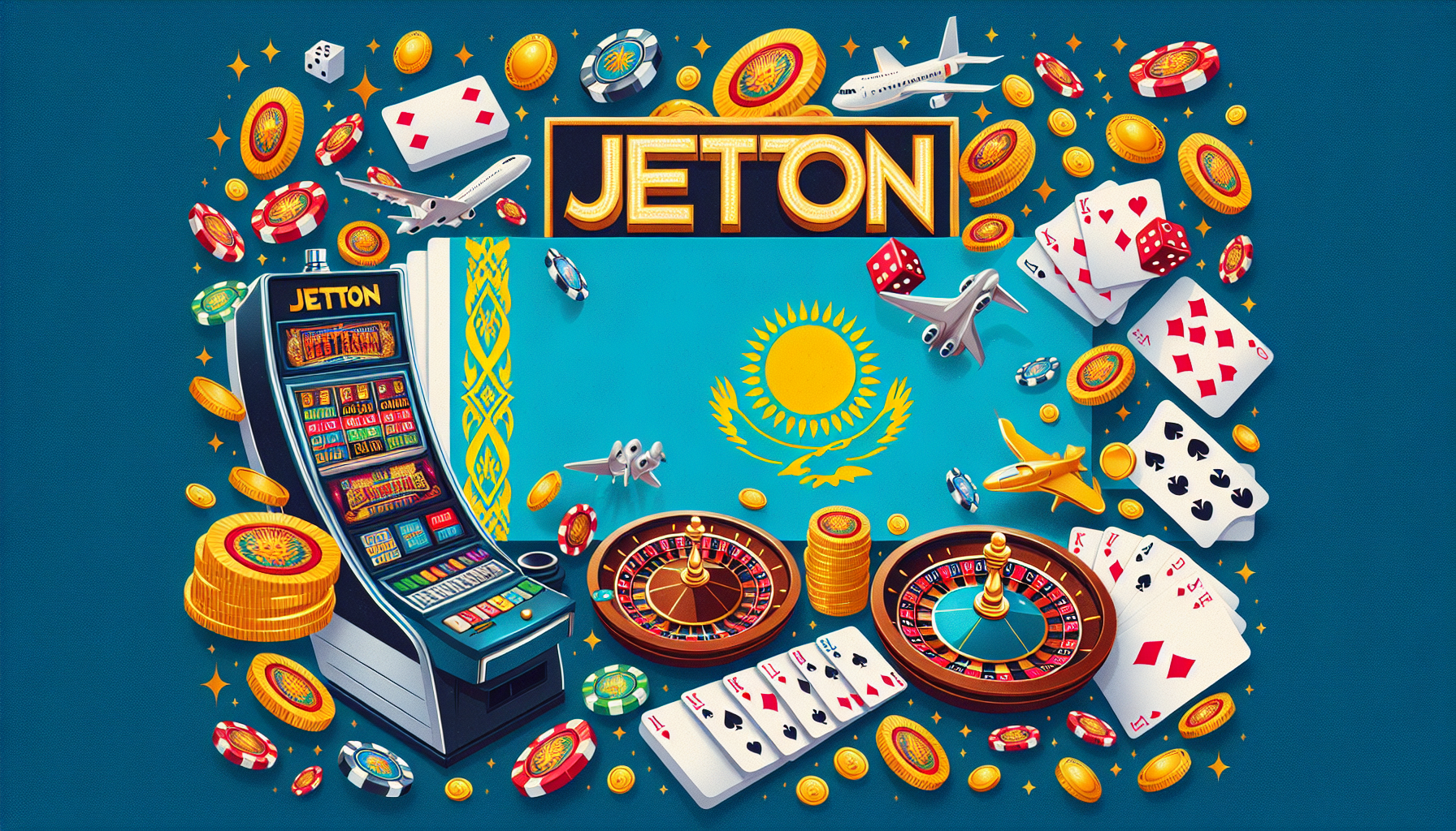 Логотип онлайн казино JetTon на синем фоне
